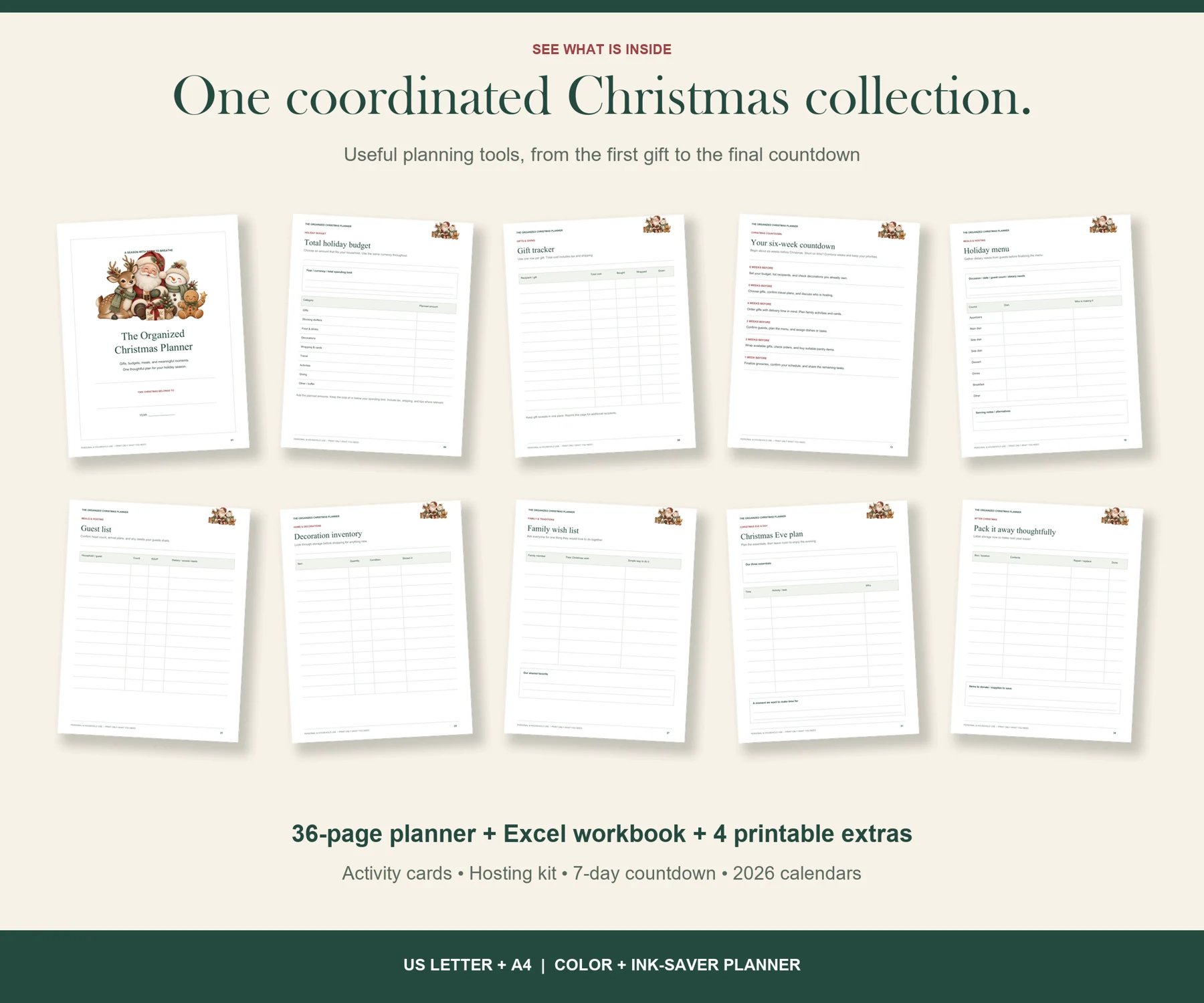 Selection of real pages from the Christmas planner collection